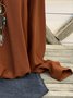 Casual V Neck Solid Buttoned Blouse