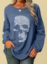 Casual Long Sleeve Skull T-shirt