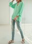 Plus size Solid Long Sleeve Casual Tops