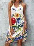 Cotton-Blend Floral Shift Vintage Weaving Dress
