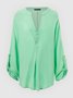 Plus size Solid Long Sleeve Casual Tops