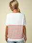 Casual Short Sleeve V Neck Striped Tops