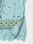 Casual Long Sleeve V Neck Embroidered Blouse & Shirt
