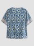 Cotton-Blend V Neck Casual A-Line Blouses & Shirts