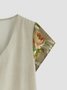 Women Floral Print Short Sleeve V Neck Vintage Mini Dress