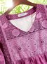 Plus Size Women Half Sleeve V-Neck Vintage Floral Casual Midi Dress-Zolucky