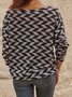 Gray Long Sleeve Crew Neck Paneled Cotton-Blend T-shirt