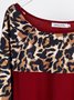 Leopard Cotton Vintage Bateau/boat Neck T-shirt