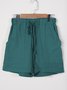Pockets Plain Casual Shorts