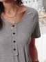 Cotton Casual Bateau/boat Neck T-shirt