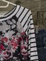 Floral-Print Cotton-Blend Long Sleeve Casual T-shirt