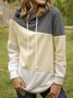 Multicolor Solid Long Sleeve Paneled Hoodie Sweatshirt
