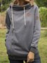 Warm Grey Hoodie Shift Long Sleeve Knit coat