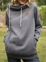 Warm Grey Hoodie Shift Long Sleeve Knit coat