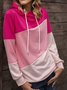 Pink Paneled Hoodie Long Sleeve Solid Sweatshirts