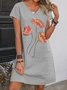 Short Sleeve Embroidered Casual Summer Knitting Dress for Women