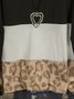 Long Sleeve Printed Lightweight Cotton-blend Crew Neck Winter Leopard print Top