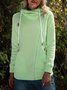 Lightgreen Hoodie Zipper Casual Long Sleeve Knit coat