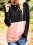 Pink Hoodie Long Sleeve Cotton-Blend Top