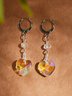Ethnic Colorful Crystal Heart Shape Earrings Vintage Jewelry
