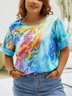 Plus Size Crew Neck Abstract Loose Casual T-Shirt