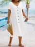 Plus Size Plain Casual Cotton Dress
