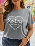 Plus Size Casual Crew Neck Short Sleeve Loose Text Letters T-Shirt
