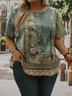 Plus Size Floral Loose Vacation T-Shirt
