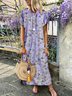 zolucky Casual Cotton-Blend Short Sleeve Weaving Dress
