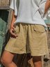 Women Casual Solid Color Pocket Shorts Shorts