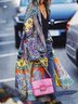Multicolor Long Sleeve Casual Trench coat