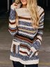 Color-block Long Sleeve Turtleneck Sweater