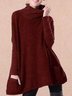 Black Patchwork Turtleneck Casual Sweater