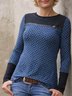 Round Neck Long Sleeve Casual Cotton-Blend Tops