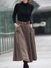 Casual Pockets Plain Vintage Skirt