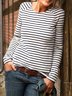 White Casual Cotton-Blend T-shirt