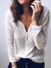 Casual Knitted Long Sleeve Scoop Neckline Sweater