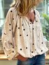 Casual V Neck Long Sleeve Printed Top