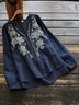 Women Long Sleeve Embroidery Top