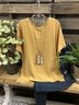 Round Neck Casual Short Sleeve Shirt Top
