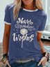 Vintage Short Sleeve Dandelion Never Stop Making Wishes Letter Printed Crew Neck Casual Top