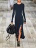 Casual Long Sleeve Round Neck Dress