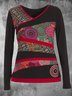Crew Neck Casual Long Sleeve Printed T-shirt