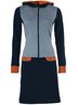 Gray Blue Long Sleeve Drawstring Casual Hoodie Knitting Dress