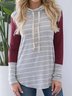 Long Sleeve Hoodie Stripes Paneled Sweatshirt