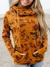 Coffee Patchwork Long Sleeve Hoodie Sweatshirts