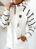White Cotton-Blend Long Sleeve Striped Outerwear