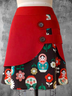 Red Asymmetric Floral Vintage A-Line Skirt
