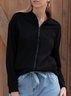 Black Hoodie Cotton-Blend Shift Vintage Knit coat