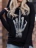 Pure color hooded print Halloween casual warm sweater